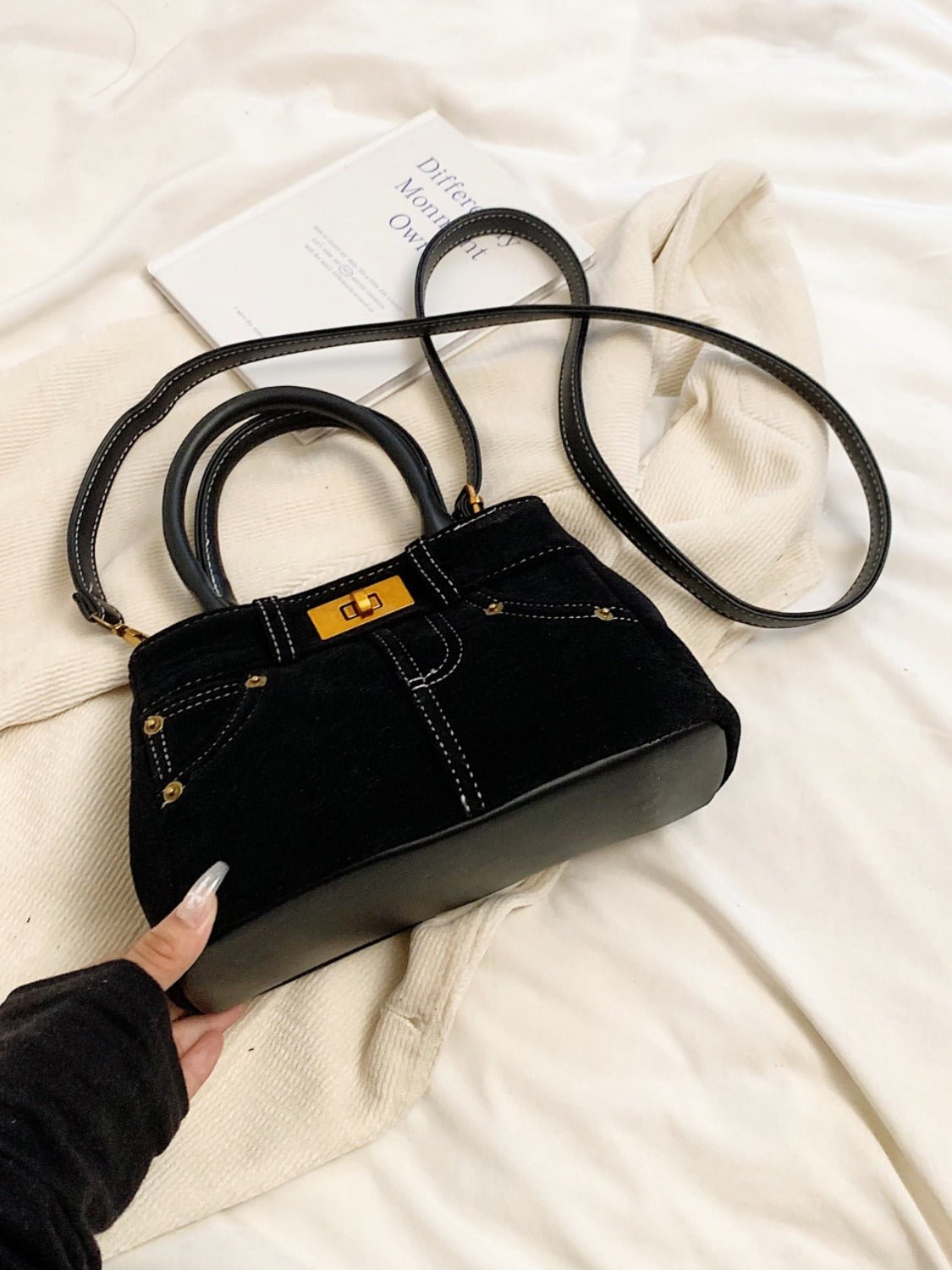 Suede Dual - Use Adjustable Strap Handbag - TNT Dress Co.