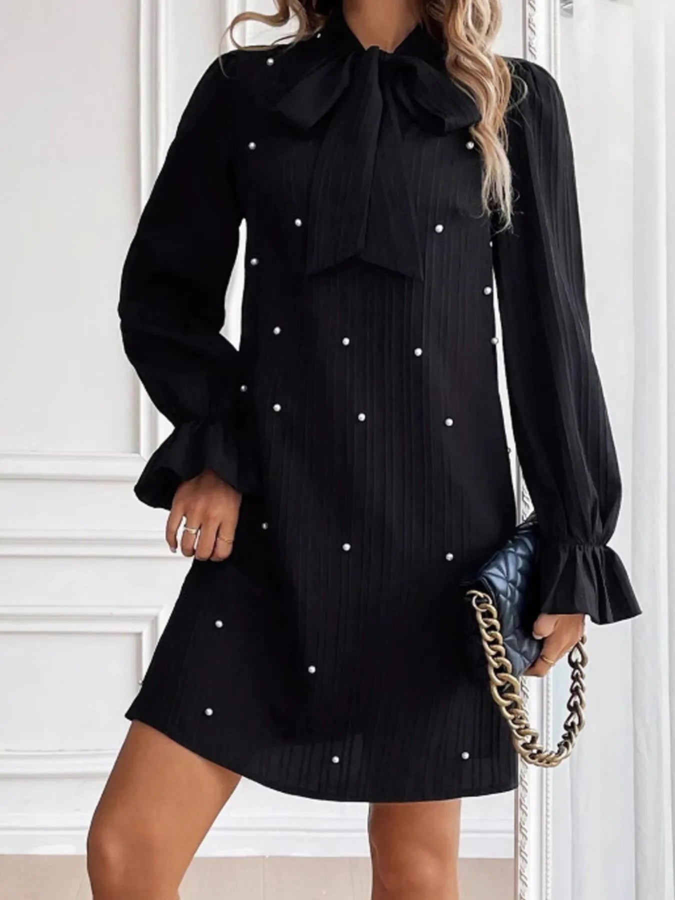Bow Tie Flounce Sleeve Dress - The Nicole - Tayan Dress Co.