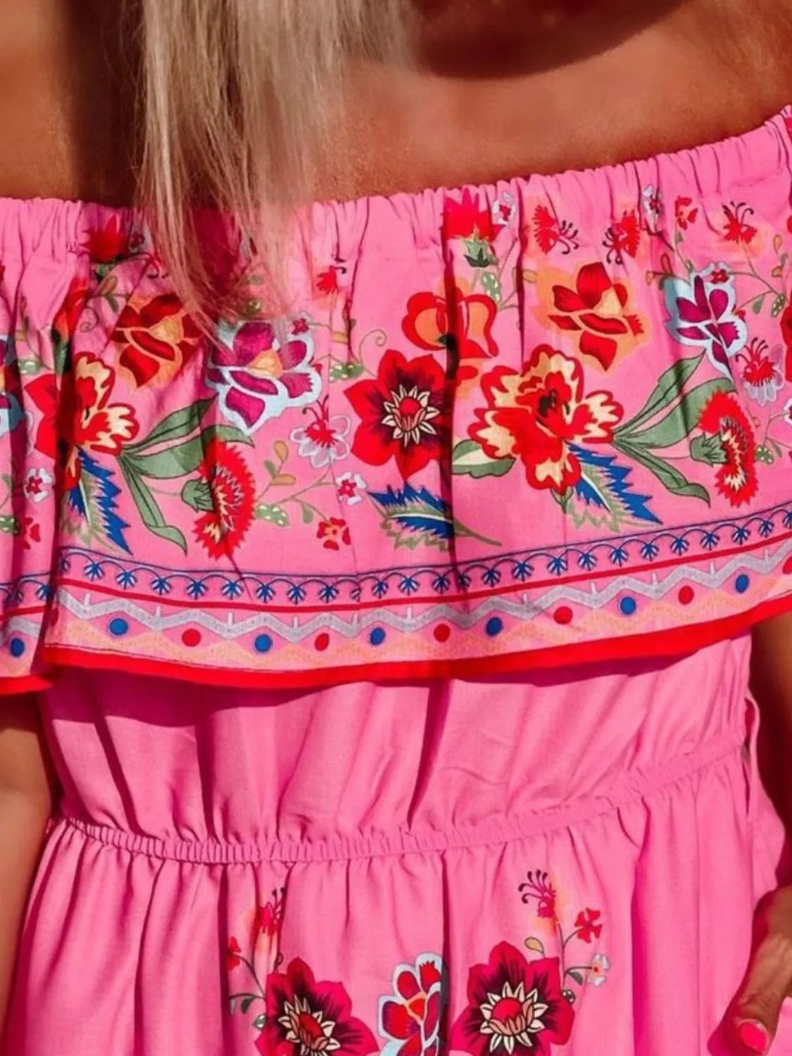 Floral Off Shoulder Ruffle Maxi Dress - TNT Dress Co.