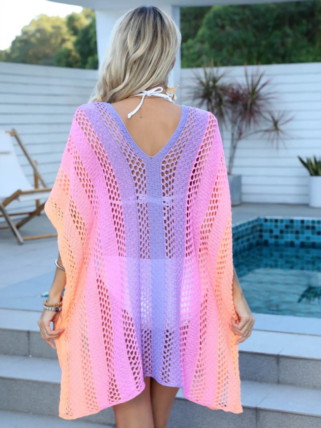 Rainbow Gradient Crochet Beach Cover Up - TNT Dress Co.
