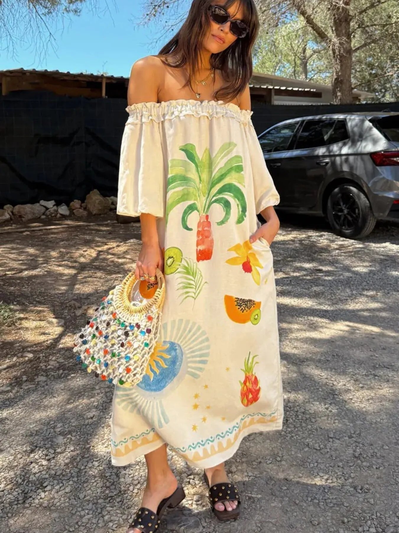 Printed Off - Shoulder Dress - The Nicole - Tayan Dress Co.