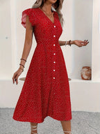 Midi Dress with Ruffle Sleeves - The Nicole - Tayan Dress Co.