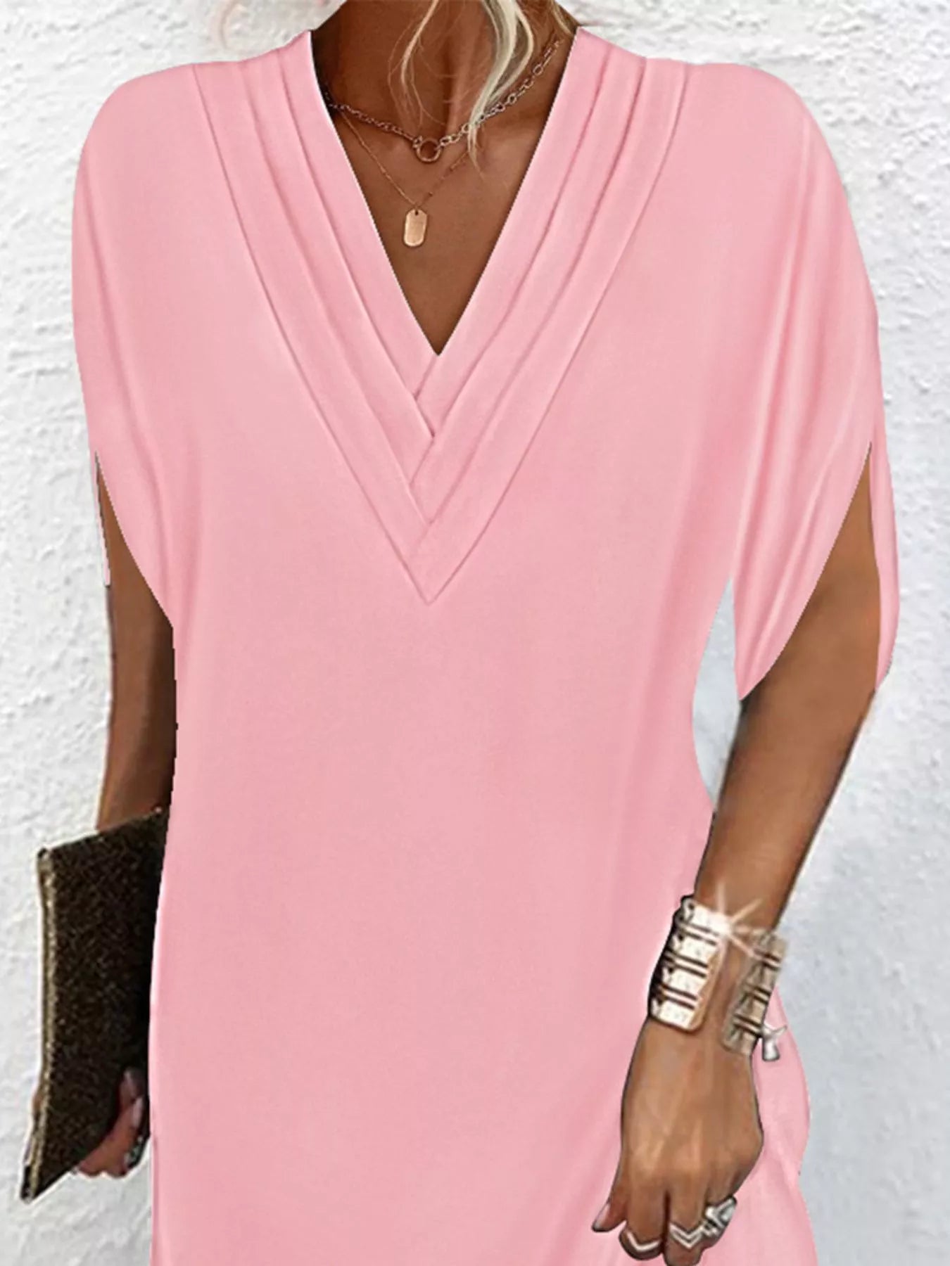 V - Neck Short Sleeve Dress - The Nicole - Tayan Dress Co.