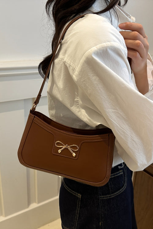 Bow Trim PU Leather Shoulder Bag - TNT Trends 