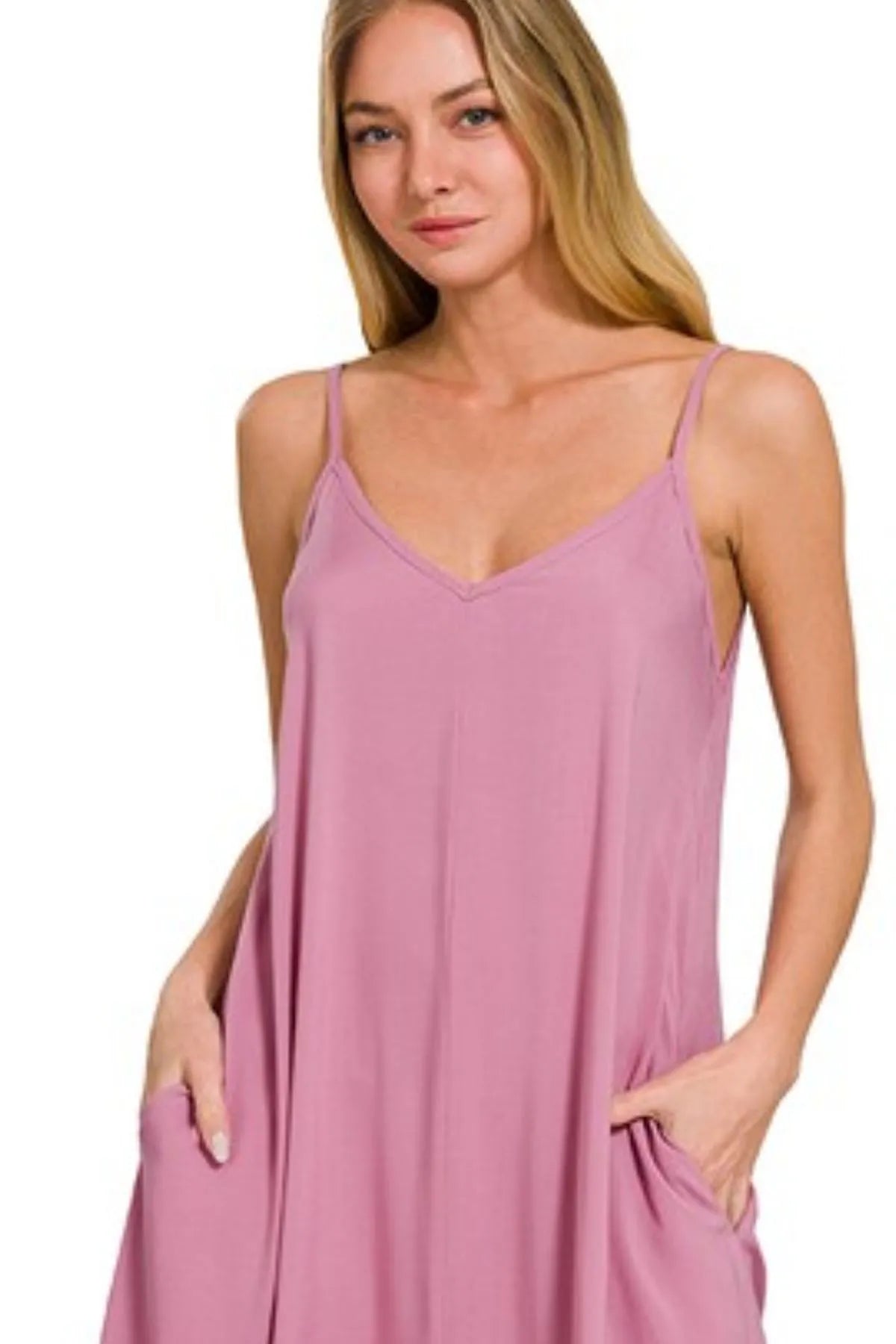 Zenana Woven Arc Hem Cami Dress With Flowy Pockets - TNT Dress Co.