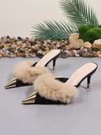 Fur - Trimmed Sandals - The Nicole - Tayan Dress Co.