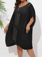 Crochet Trim V - Neck Beach Cover Up Dress - TNT Dress Co.