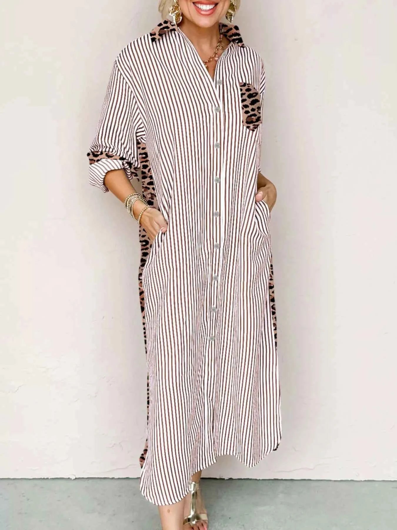 Leopard Button Up Shirt Dress