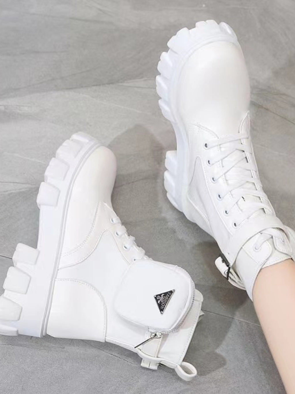 PU Leather Lace-Up Platform Boots - TNT Trends 