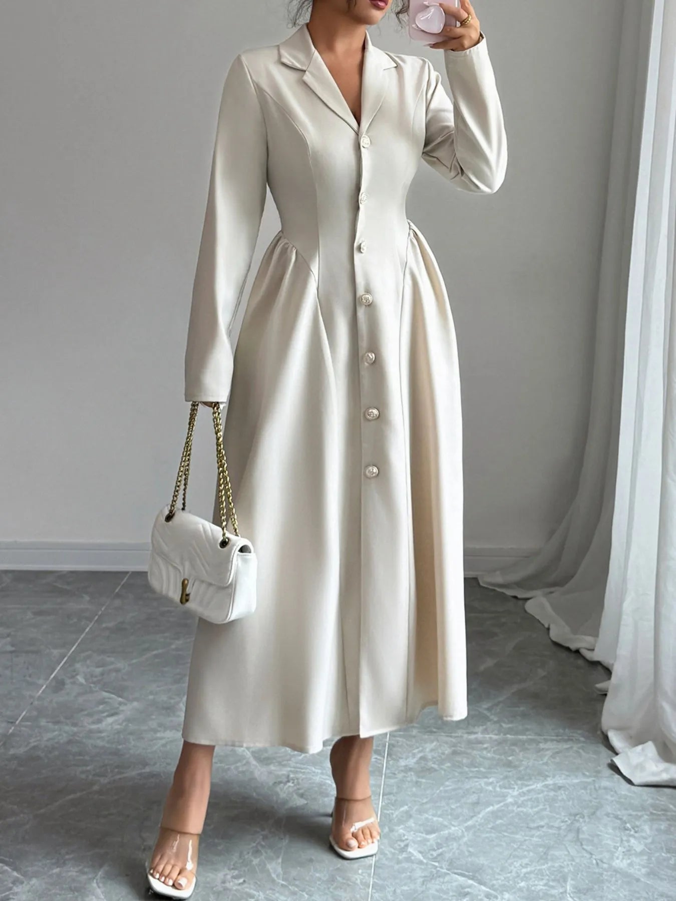 Button Down Long Sleeve Dress - The Nicole - Tayan Dress Co.