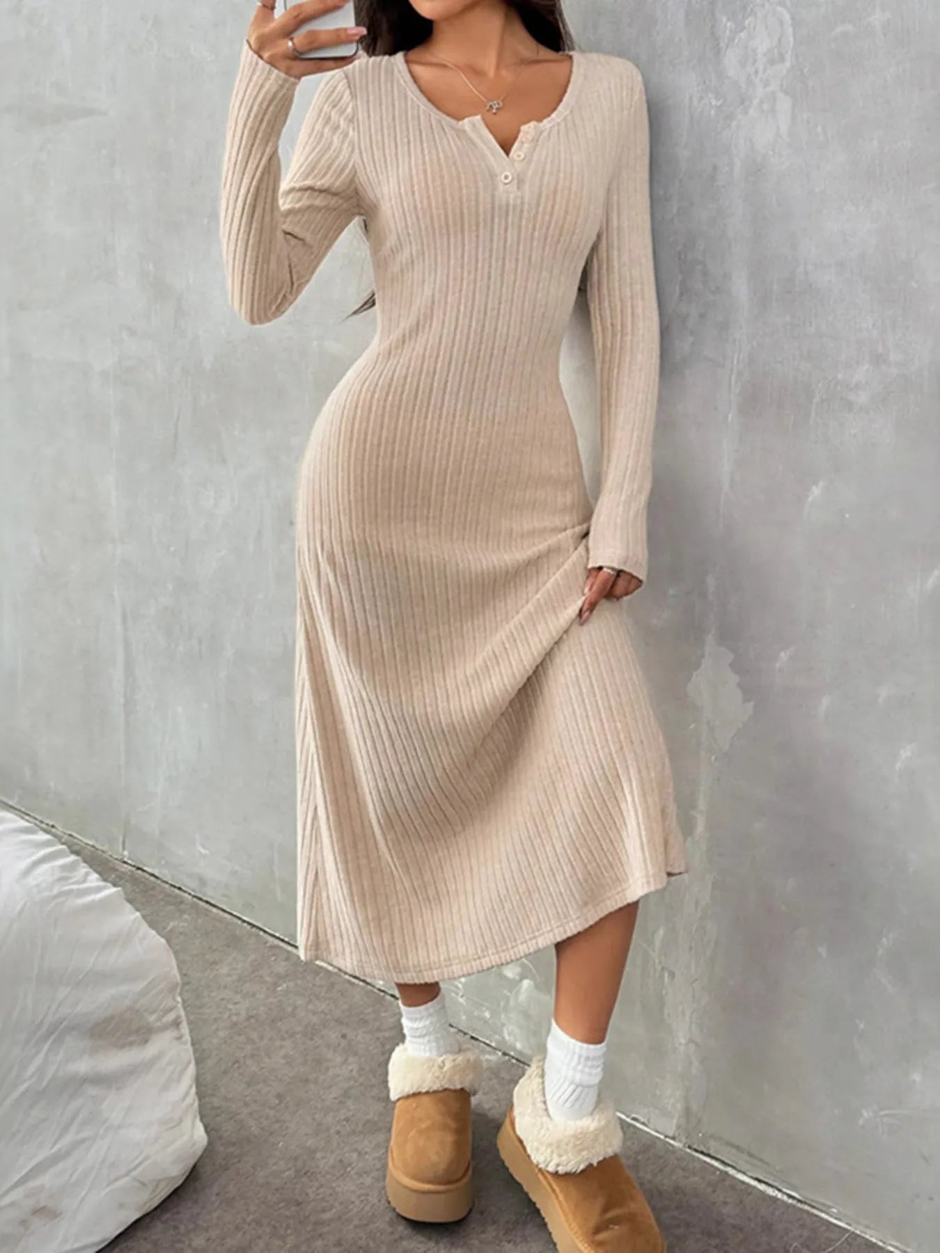 Long Sleeve Knit Dress - The Nicole - Tayan Dress Co.