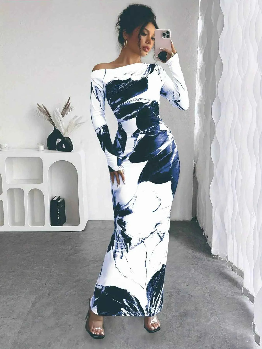 One Shoulder Long Sleeve Dress