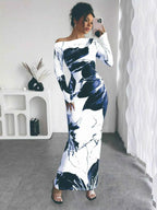 One Shoulder Long Sleeve Dress