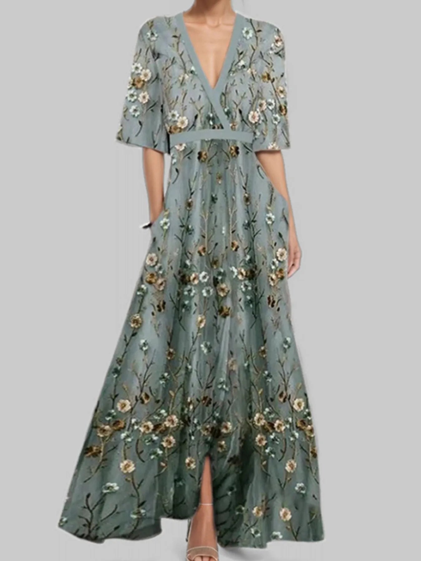 Floral Print Half Sleeve Maxi Dress - The Nicole - Tayan Dress Co.