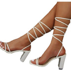 Lace - Up Heel Sandals - The Nicole - Tayan Dress Co.