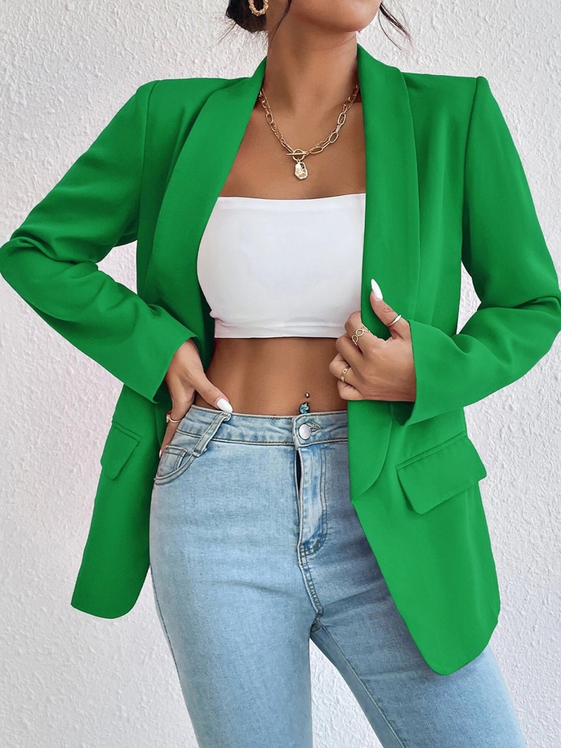 Shawl Collar Long Sleeve Blazer - TNT Dress Co.