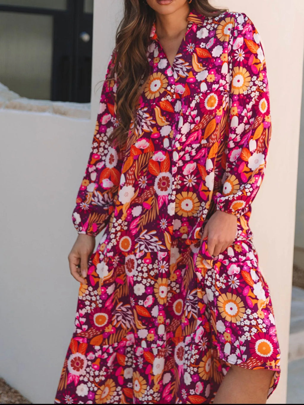 Long Sleeve Midi Dress with Pockets - The Nicole - Tayan Dress Co.