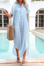 Button Down Short Sleeve Shirt Dress - TNT Dress Co.