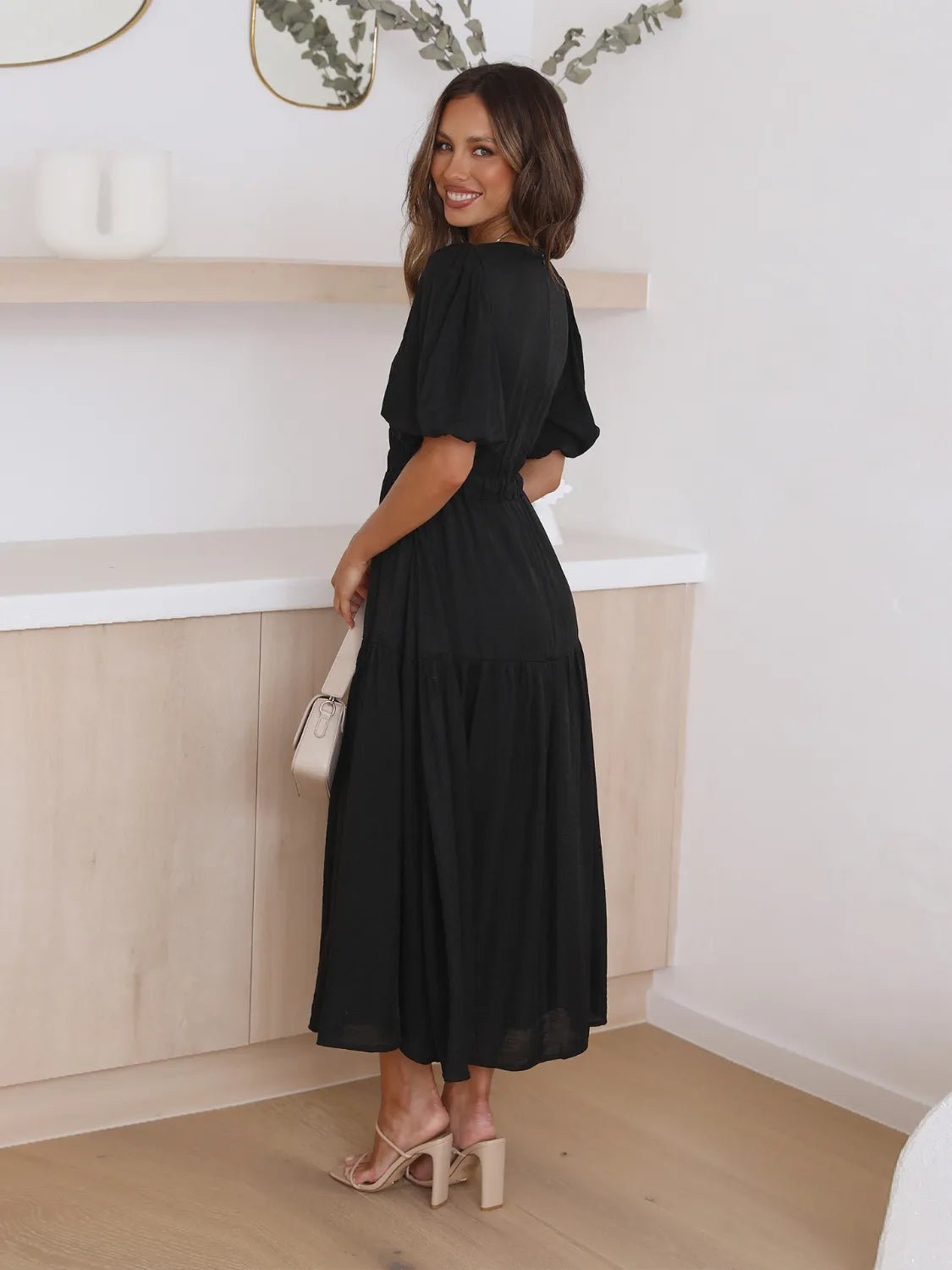 Half Sleeve Midi Dress - The Nicole - Tayan Dress Co.
