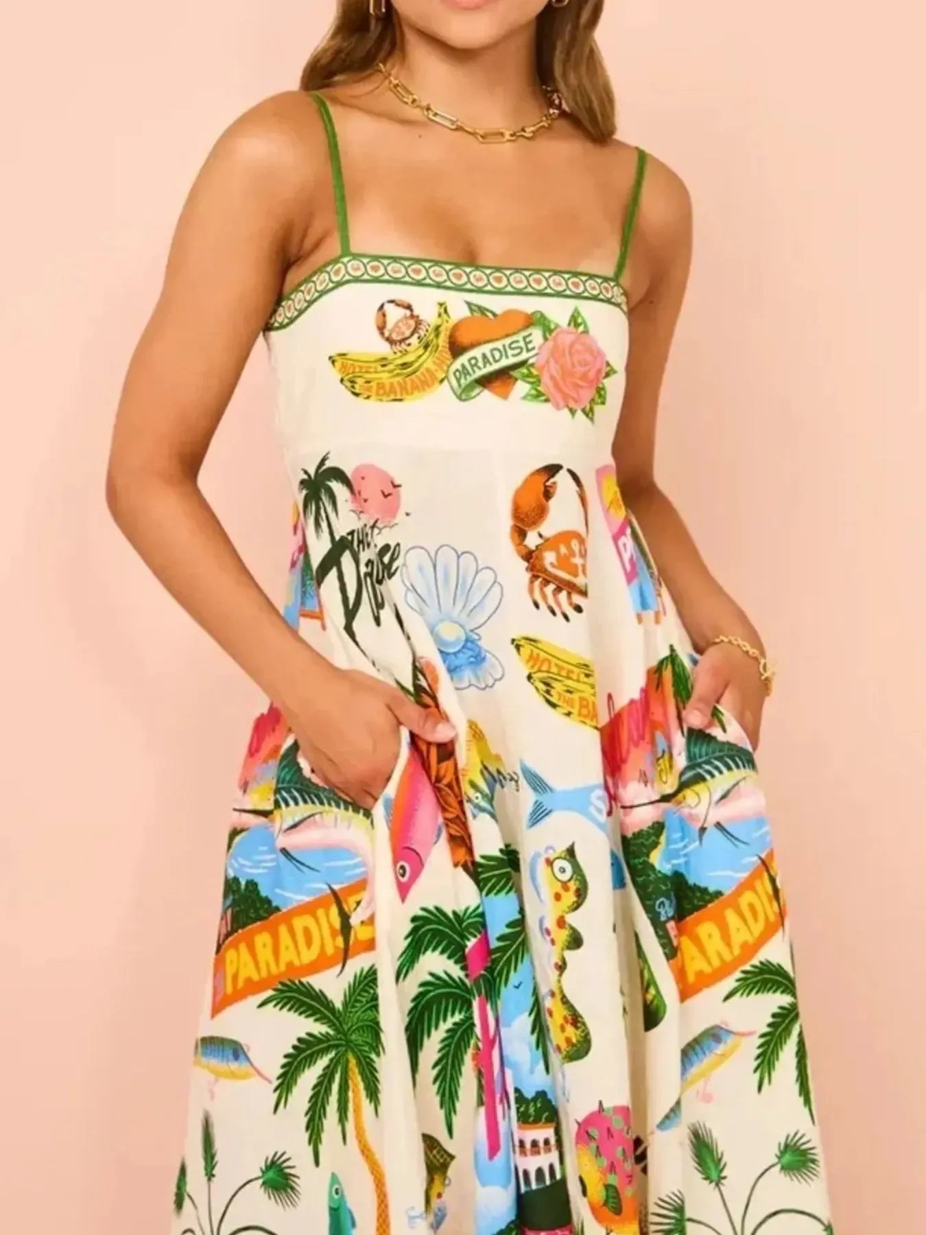 Printed Square Neck Cami Maxi Dress - TNT Dress Co.