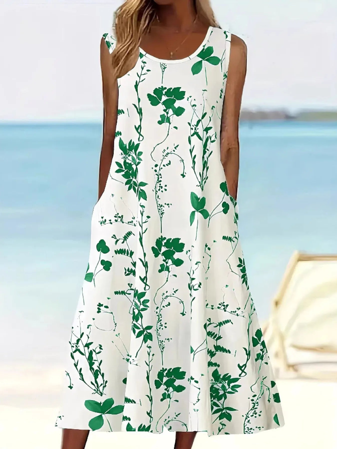 Printed Sleeveless Summer Midi Dress - TNT Dress Co.