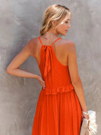 Ruffled Sleeveless Tiered Maxi Dress with Pockets - TNT Dress Co.