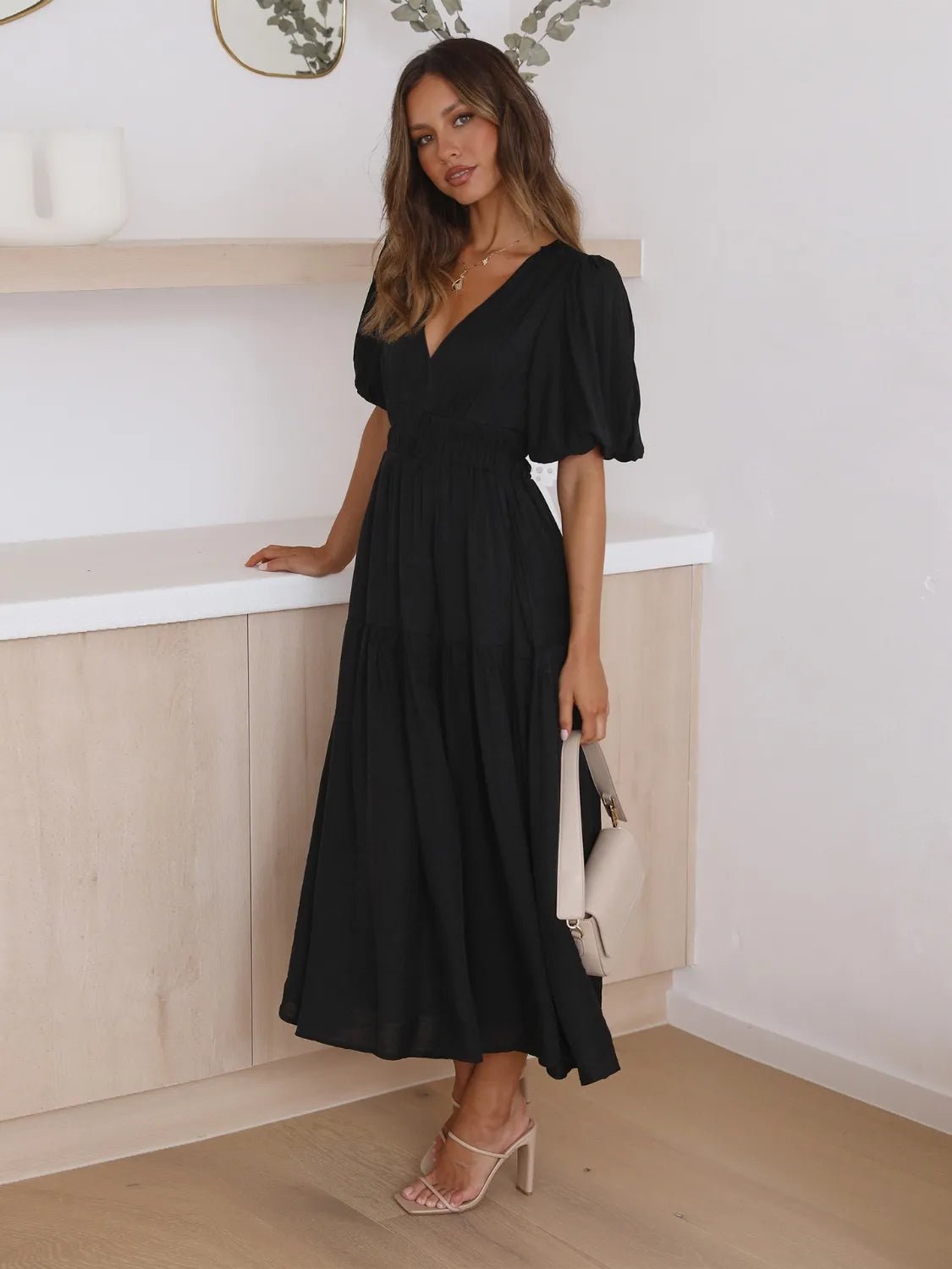 Half Sleeve Midi Dress - The Nicole - Tayan Dress Co.