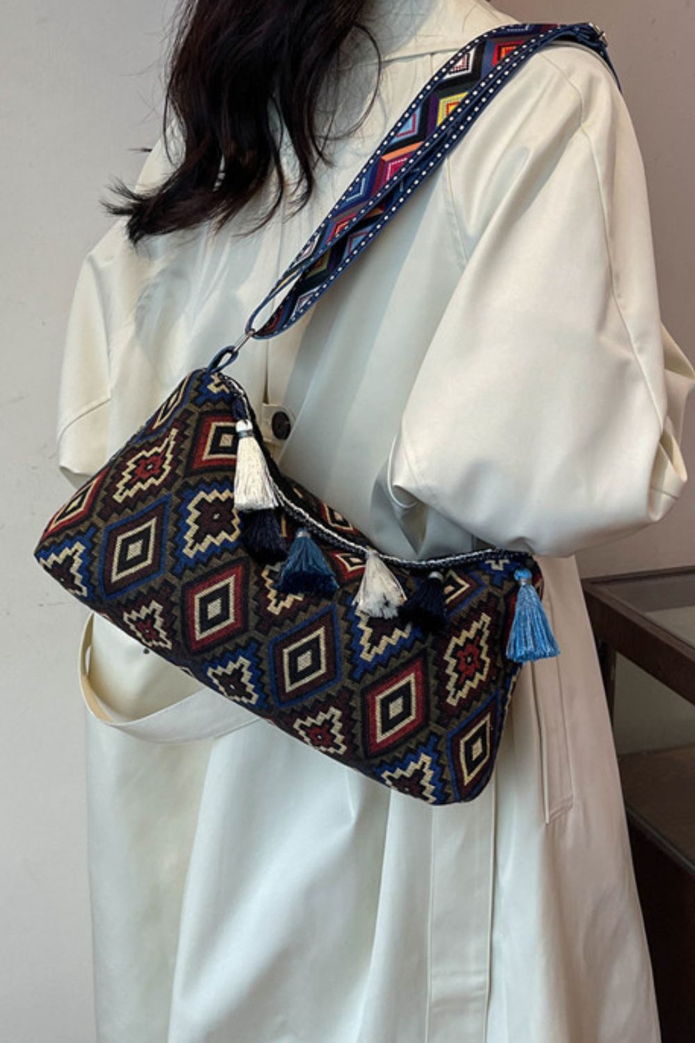 Adjustable Strap Shoulder Bag with Tassel Detail - TNT Dress Co.