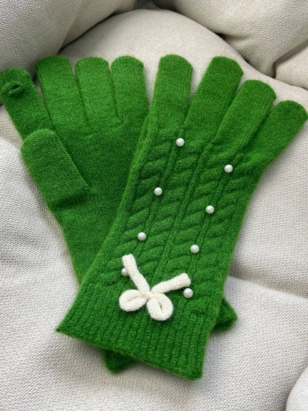 Pearl Bow Five - Finger Gloves - The Nicole - Tayan Dress Co.