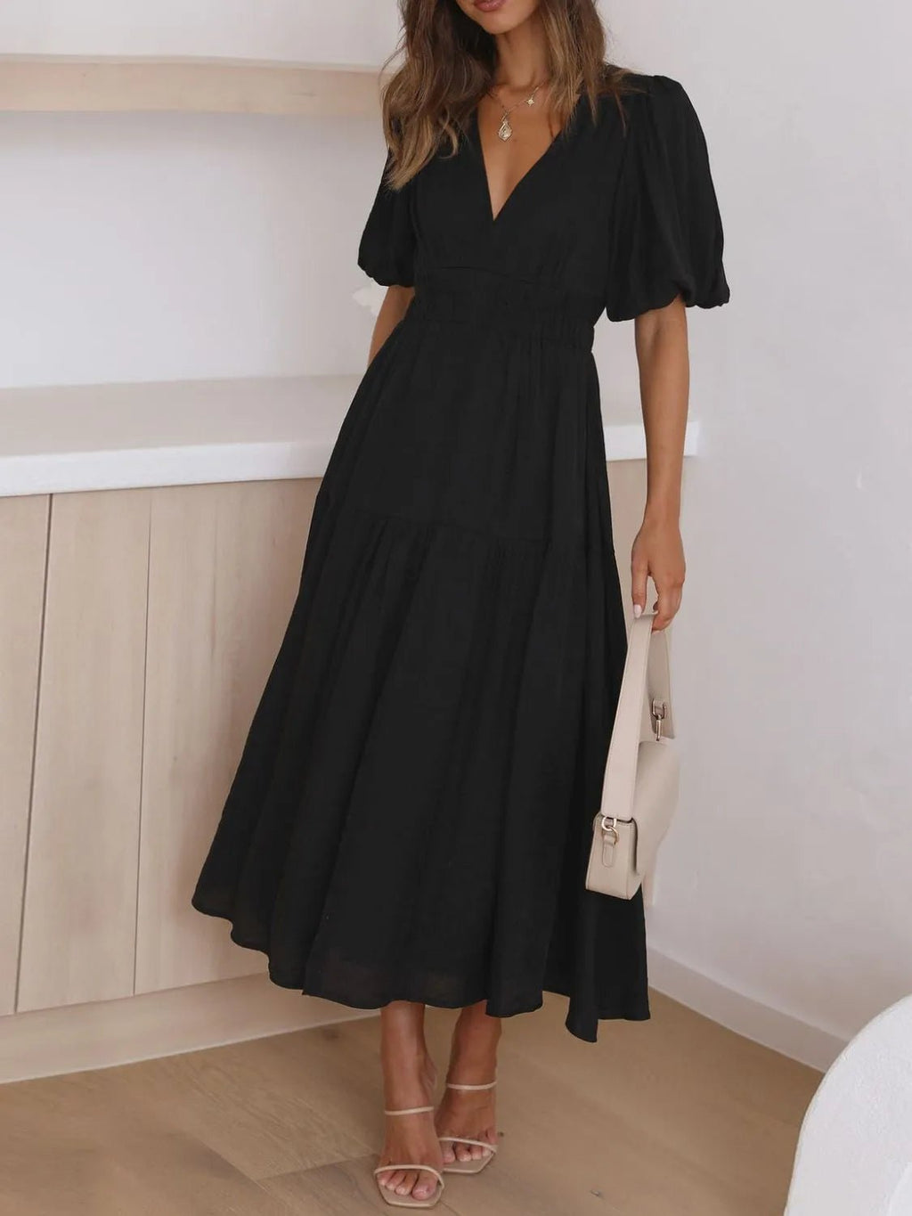 V - Neck Midi Dress - The Nicole - Tayan Dress Co.