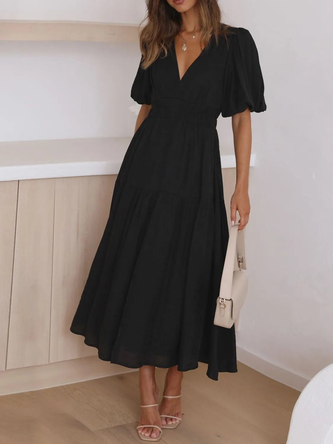 V - Neck Midi Dress - The Nicole - Tayan Dress Co.