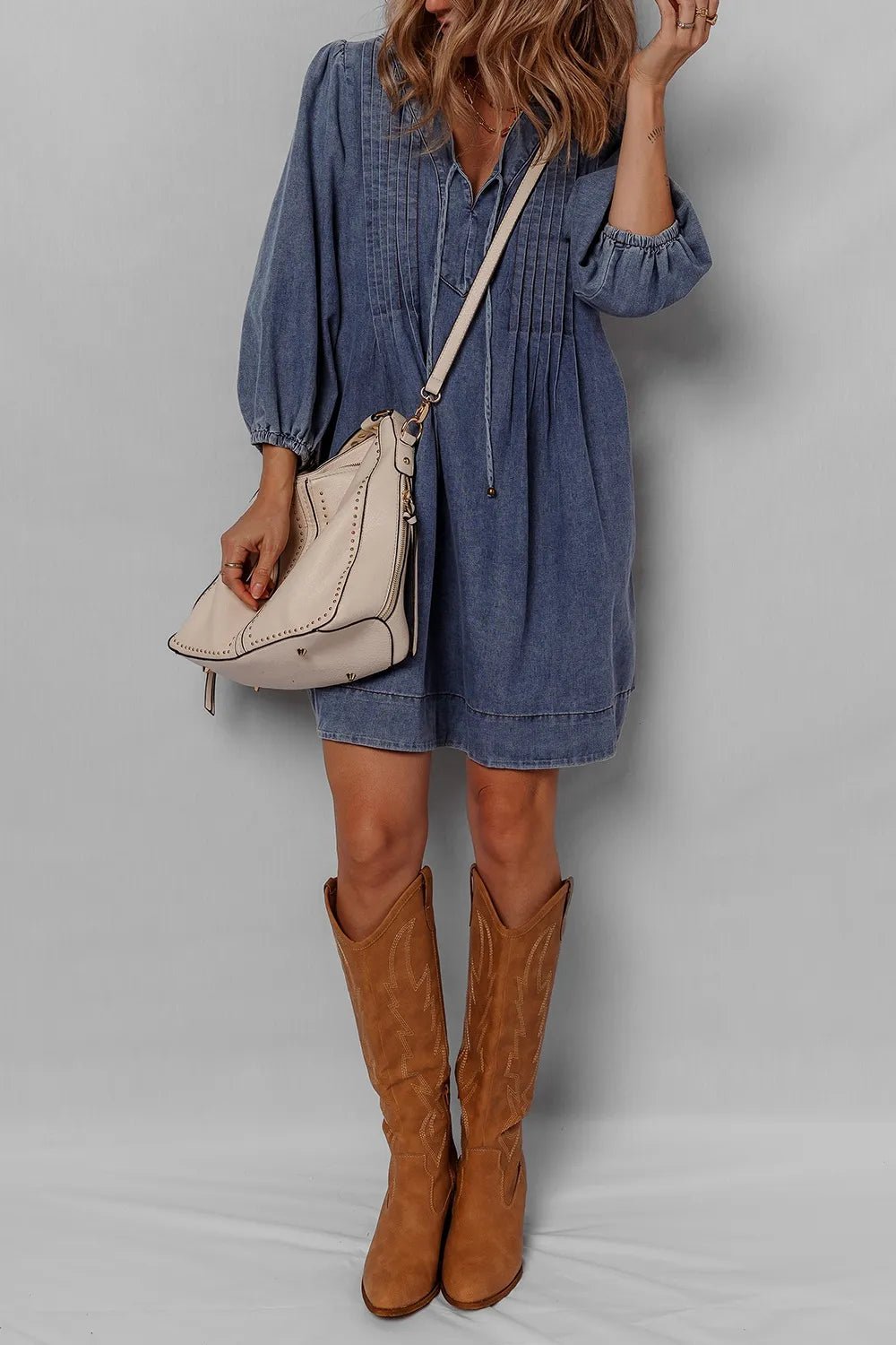 Long Sleeve Denim Dress - The Nicole - Tayan Dress Co.