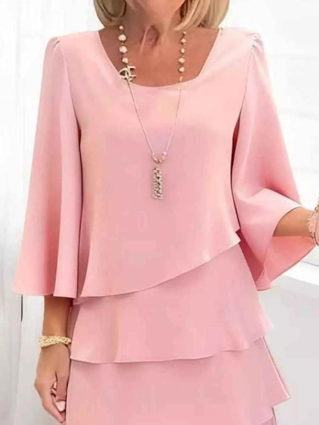 Ruffled Layered Sleeve Dress