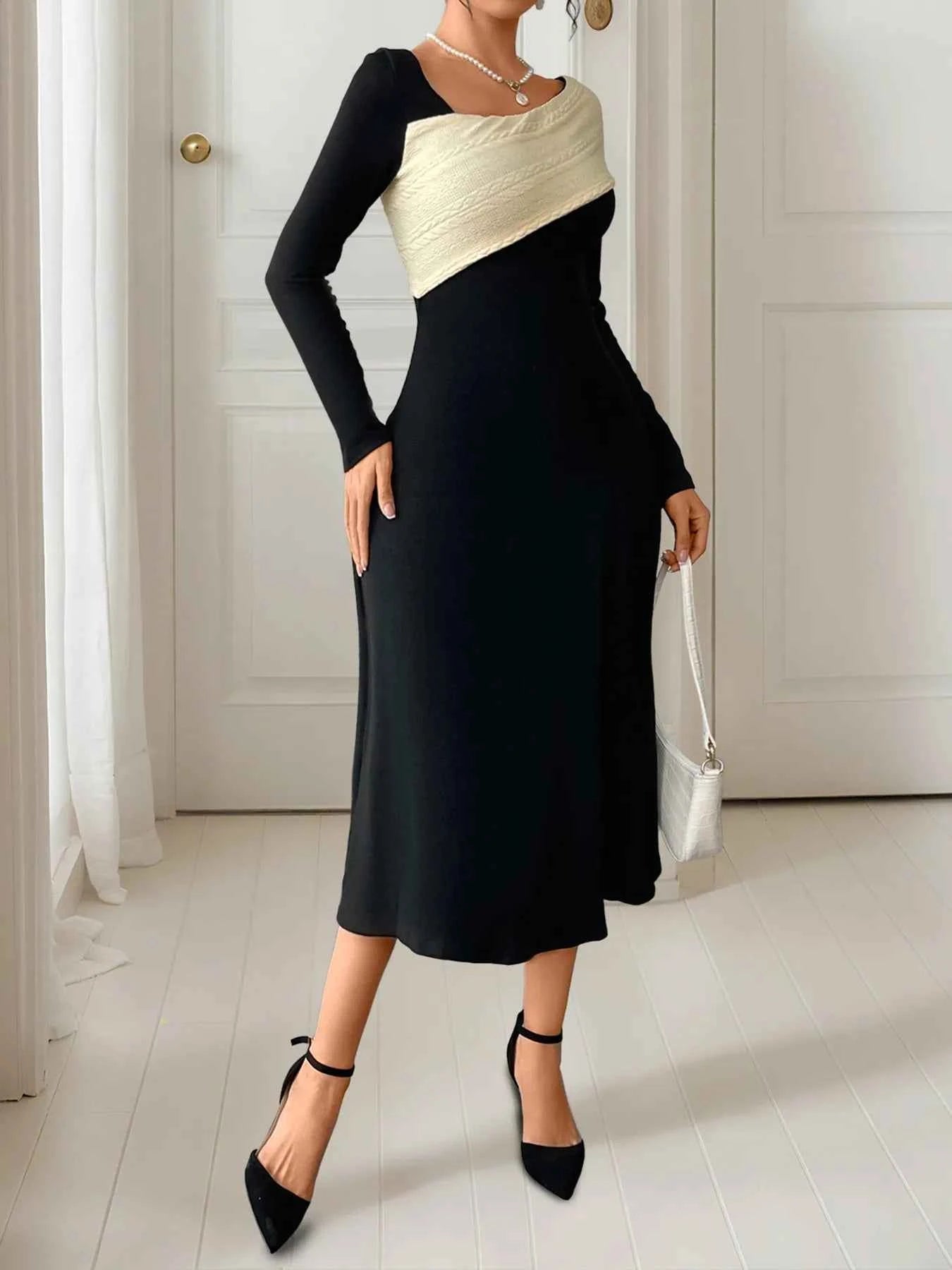 Asymmetrical Long Sleeve Dress