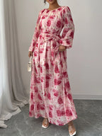 Long Sleeve Maxi Dress with Drawstring - The Nicole - Tayan Dress Co.