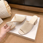 Chunky Block Heel Knit Sandals - TNT Dress Co.