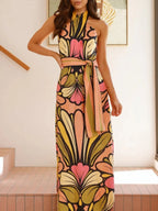 Printed Halter Neck Maxi Cami Dress - TNT Dress Co.