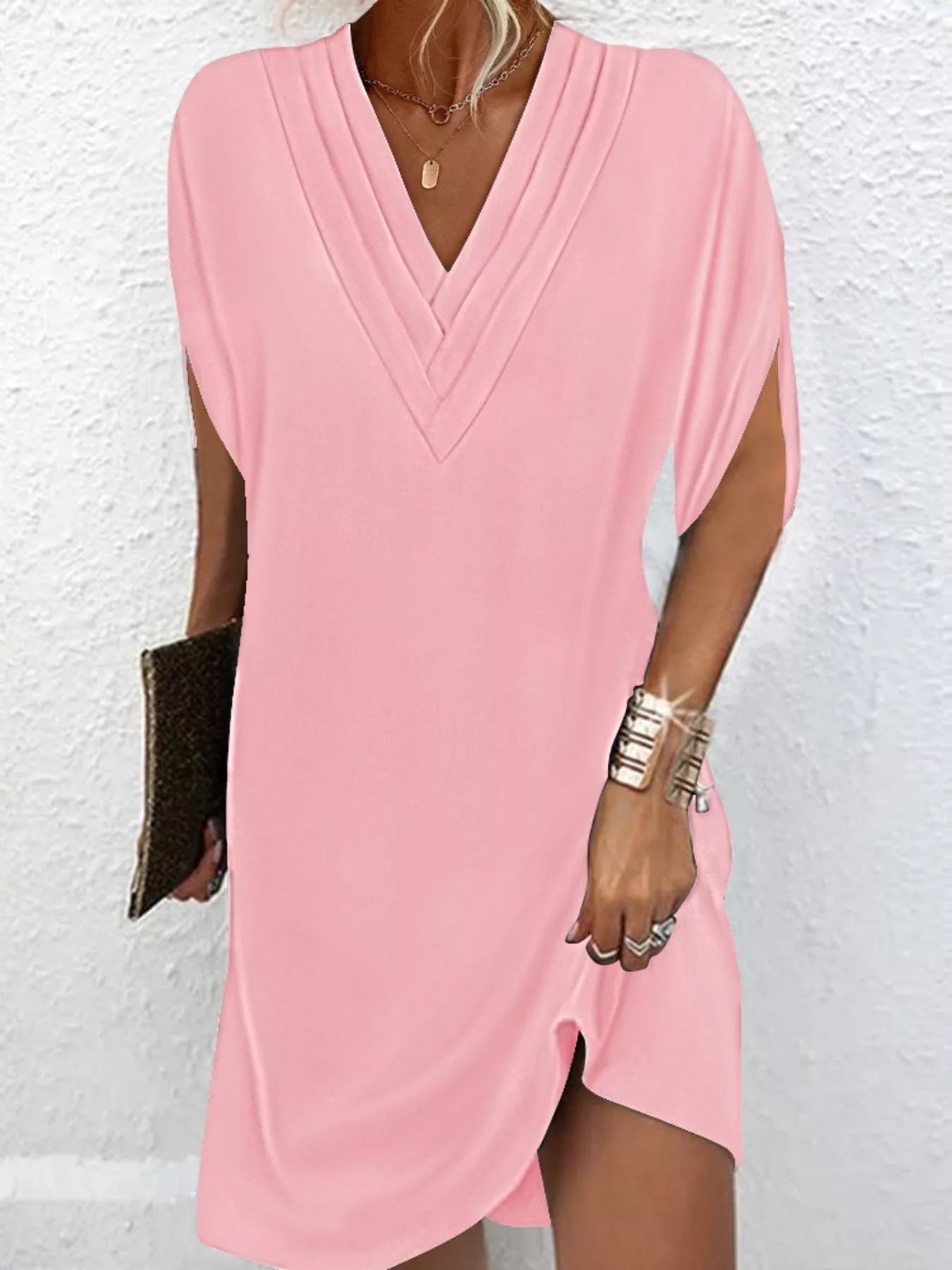 V - Neck Short Sleeve Dress - The Nicole - Tayan Dress Co.