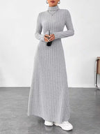 Ribbed Turtleneck Long Sleeve Maxi Knit Dress - The Nicole - Tayan Dress Co.