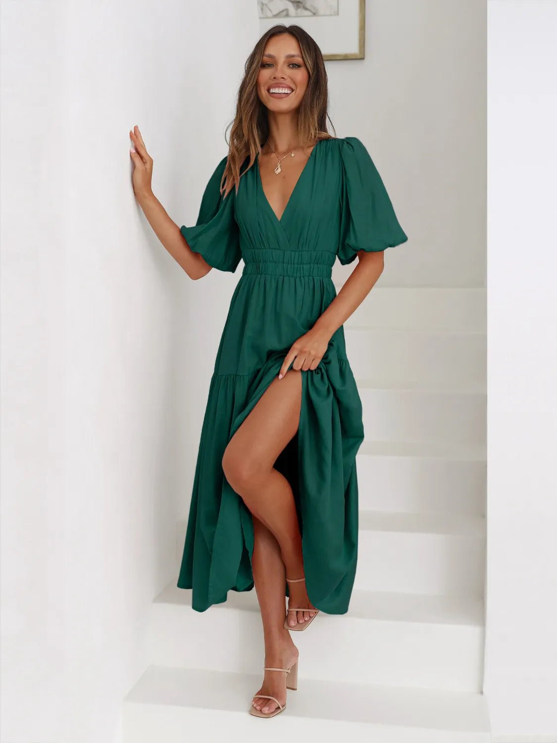 Half Sleeve Midi Dress - The Nicole - Tayan Dress Co.