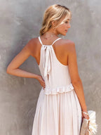 Ruffled Sleeveless Tiered Maxi Dress with Pockets - TNT Dress Co.