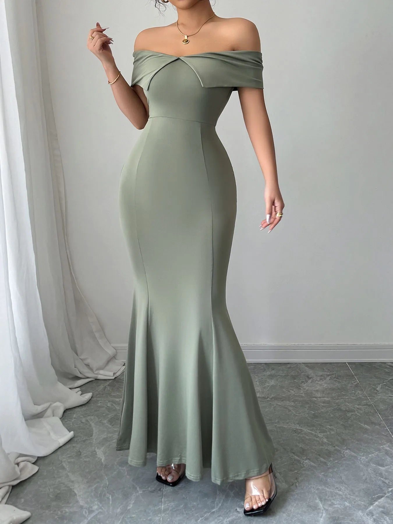 Off - Shoulder Mermaid Maxi Dress - TNT Dress Co.