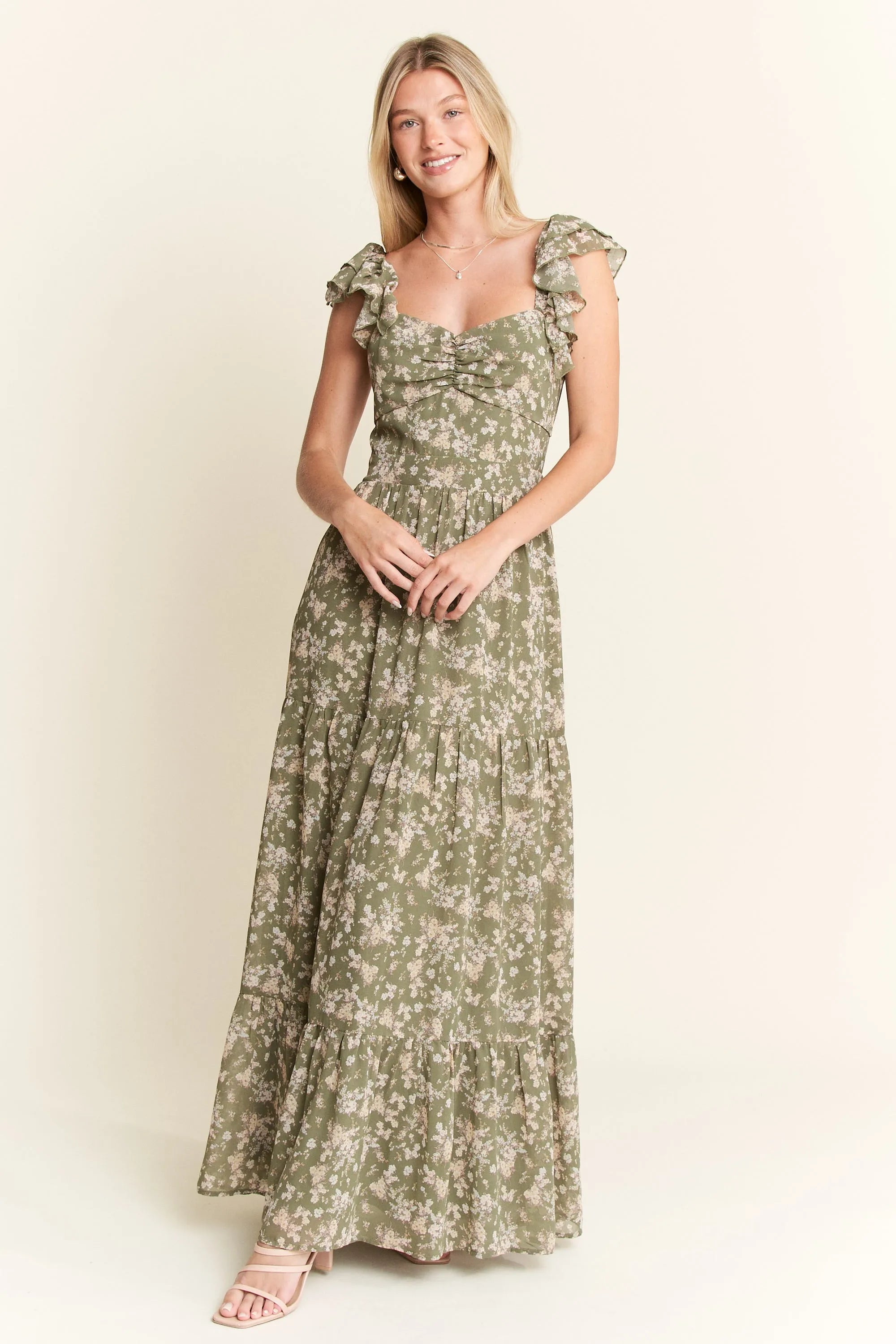 Ruffle Sleeve Tiered Maxi Dress - TNT Dress Co.