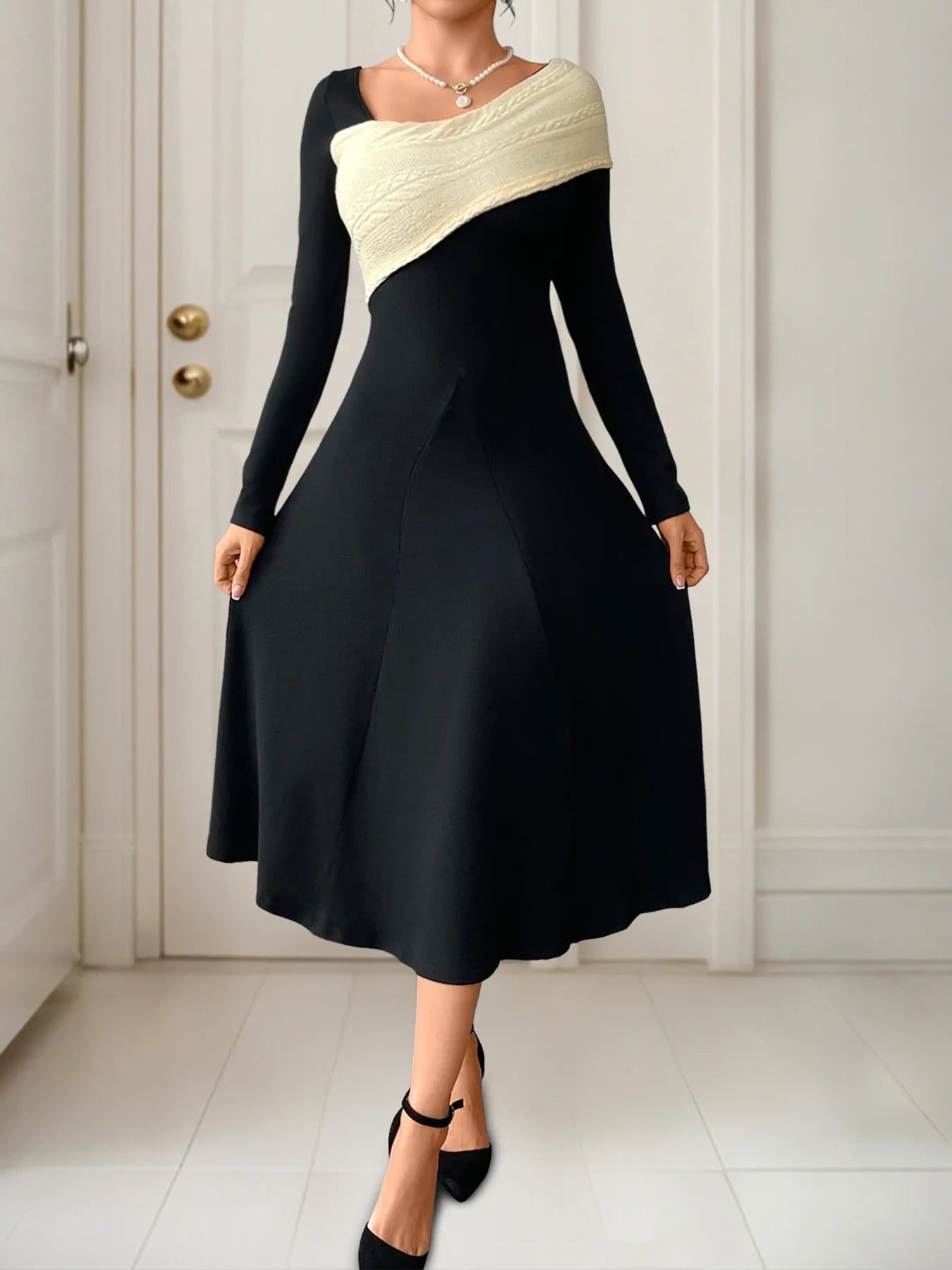 Asymmetrical Long Sleeve Dress - The Nicole - Tayan Dress Co.
