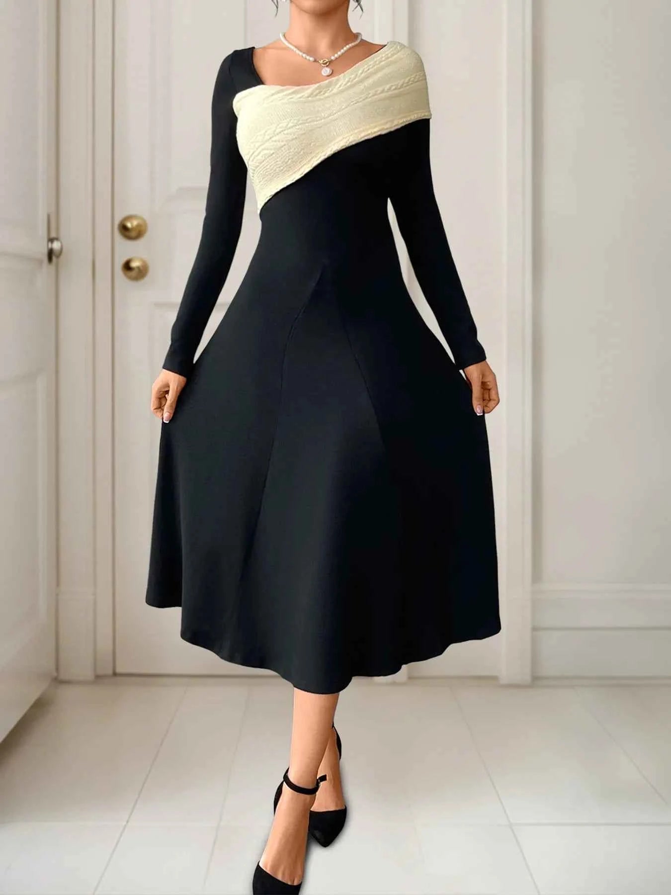 Asymmetrical Long Sleeve Dress
