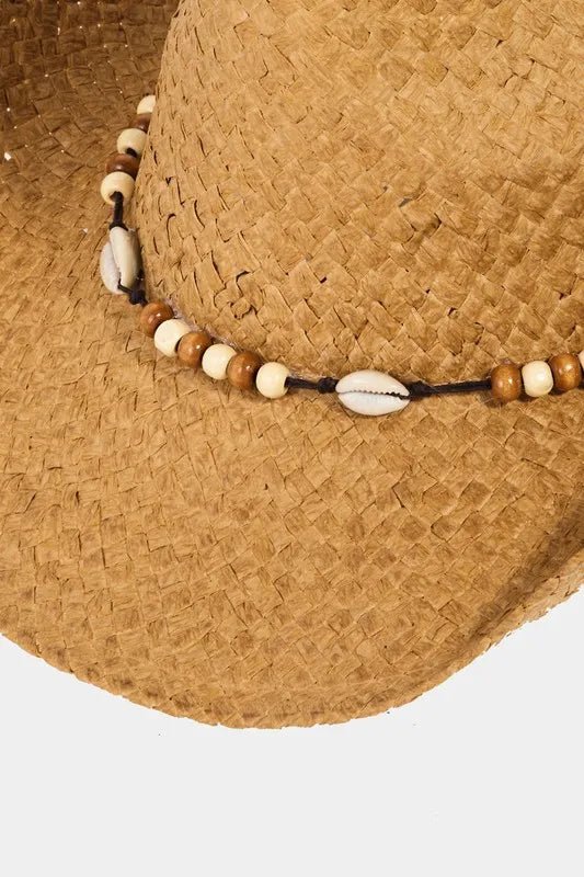 Beaded Straw Western Cowboy Hat - The Nicole - Tayan Dress Co.