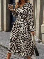 Leopard Print Long Sleeve Wrap Dress - The Nicole - Tayan Dress Co.
