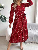 Long Sleeve Midi Pleated Dress