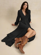 V - Neck Long Sleeve Dress - The Nicole - Tayan Dress Co.