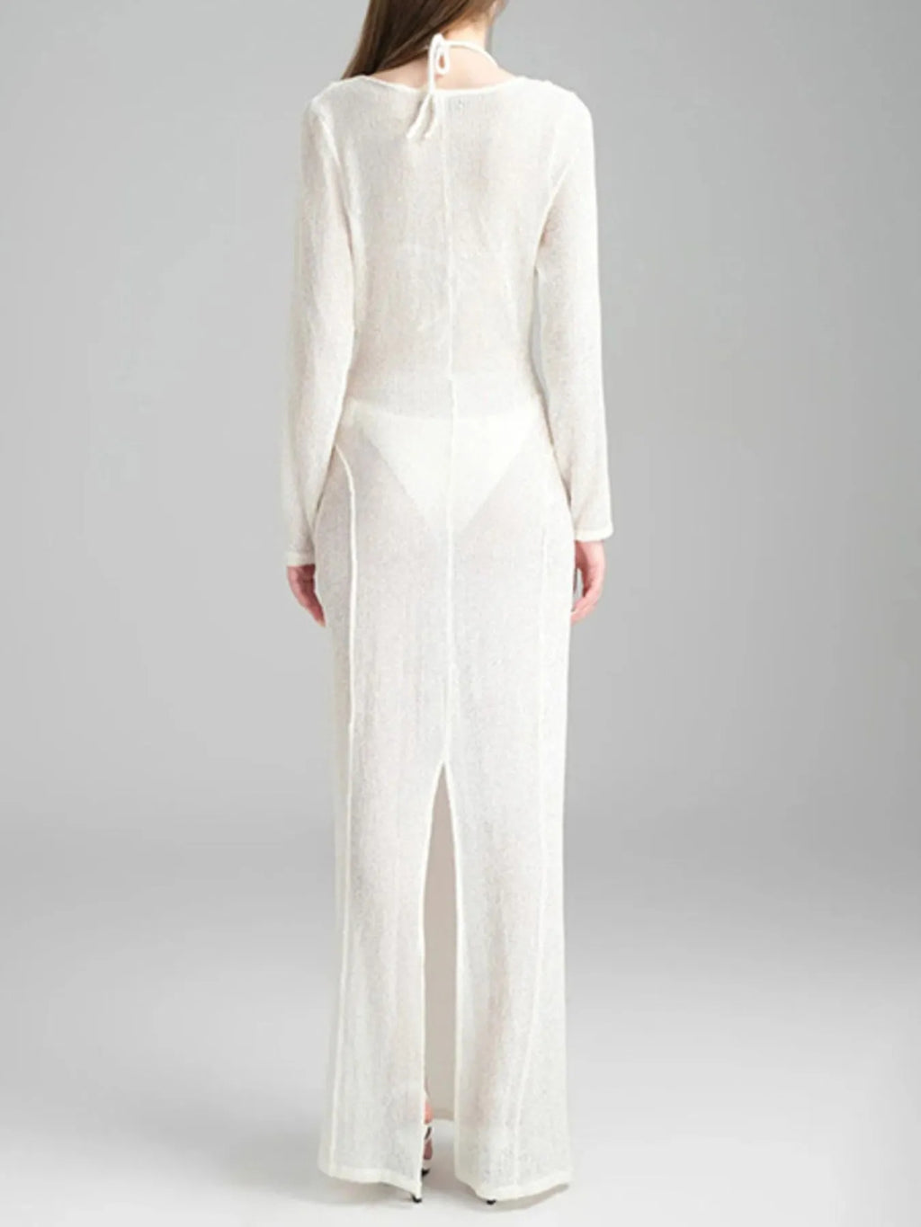 Pearl Detail Long Sleeve Knit Cover Up Dress - TNT Dress Co.